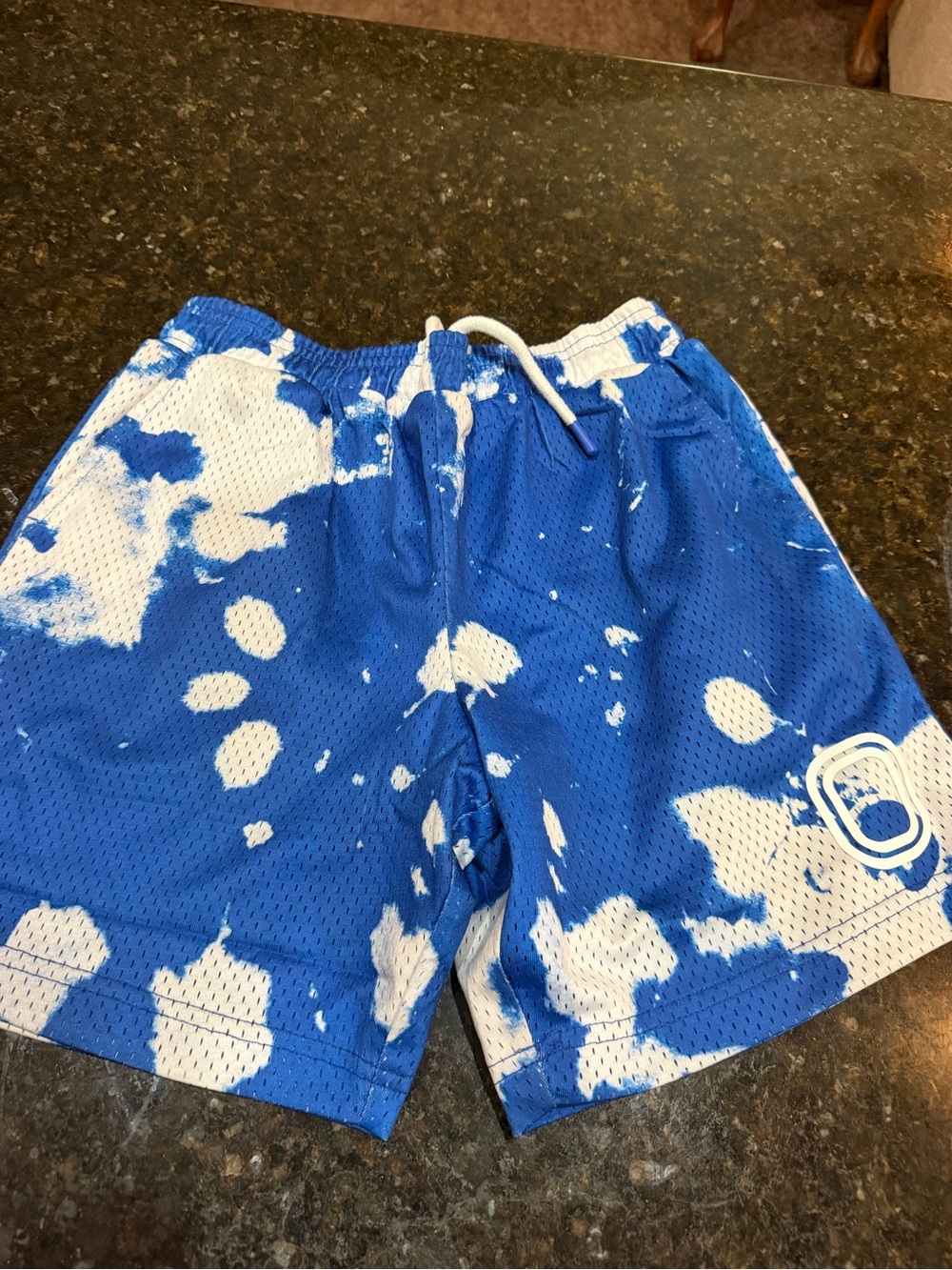 Kids Blue and White Tie-Dye Mesh Shorts